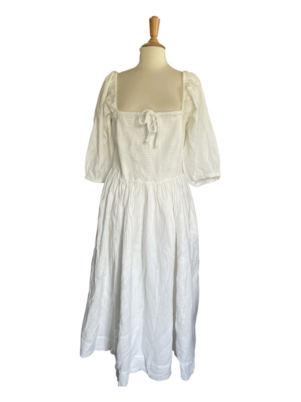 Quince Organic Cotton Gauze Smocked Midi Dress Large